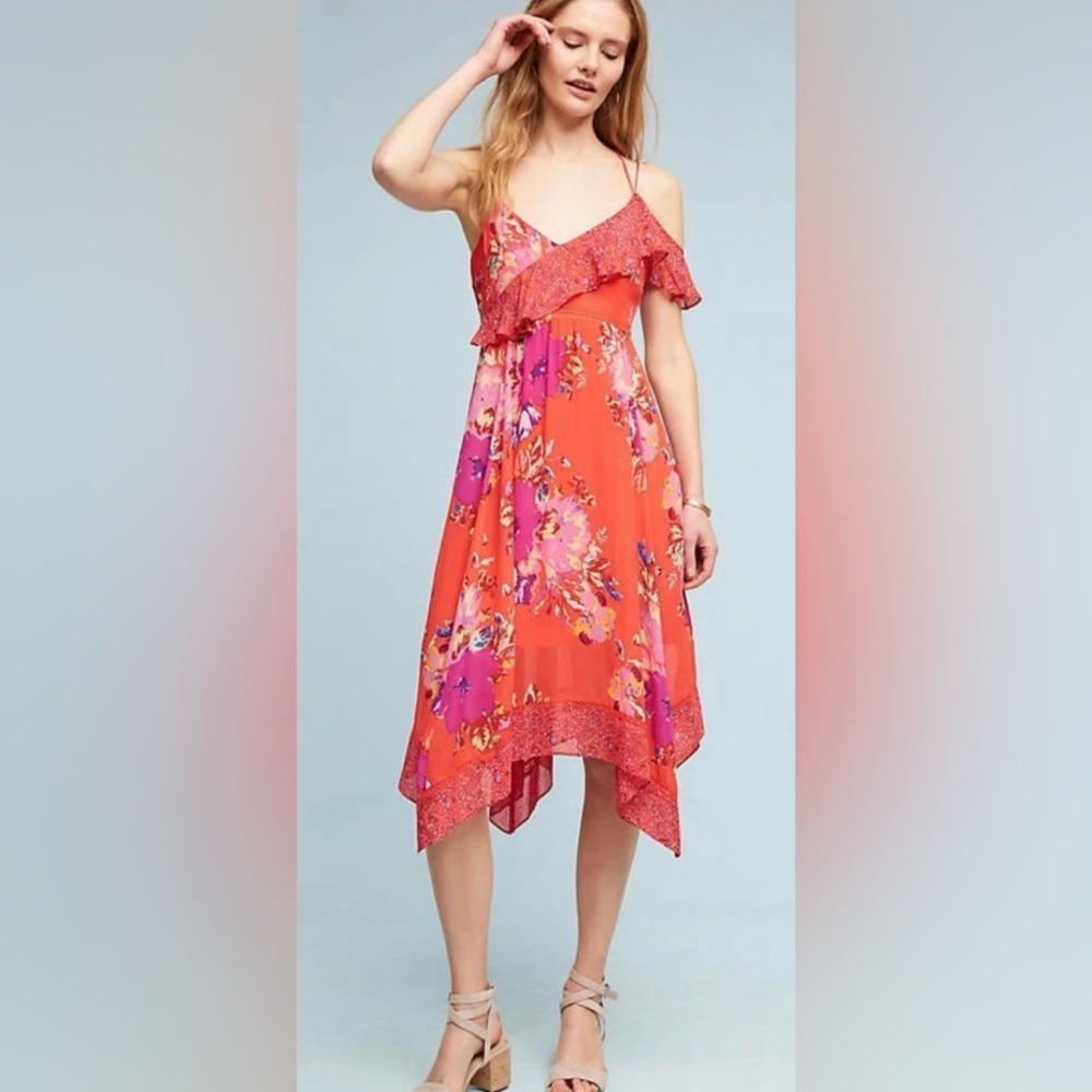 Anthropologie Maeve Grecia Ruffle Dress